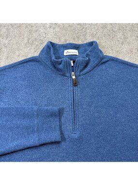 Peter Millar 1/4 Zip Pullover Men L Blue Golf Melange Tri-blend Sweater MF19K36